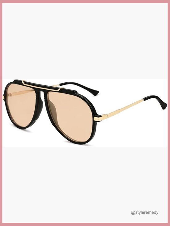 Retro Oversized Aviator Sunglasses Square Frame UV400 Protection